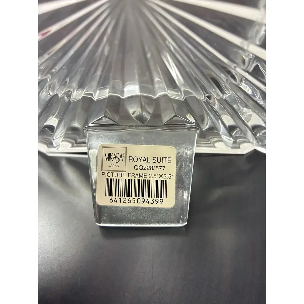 Vintage Mikasa Crystal Picture Frames 2.5 X 3.5” Photo Starburst & Wavy